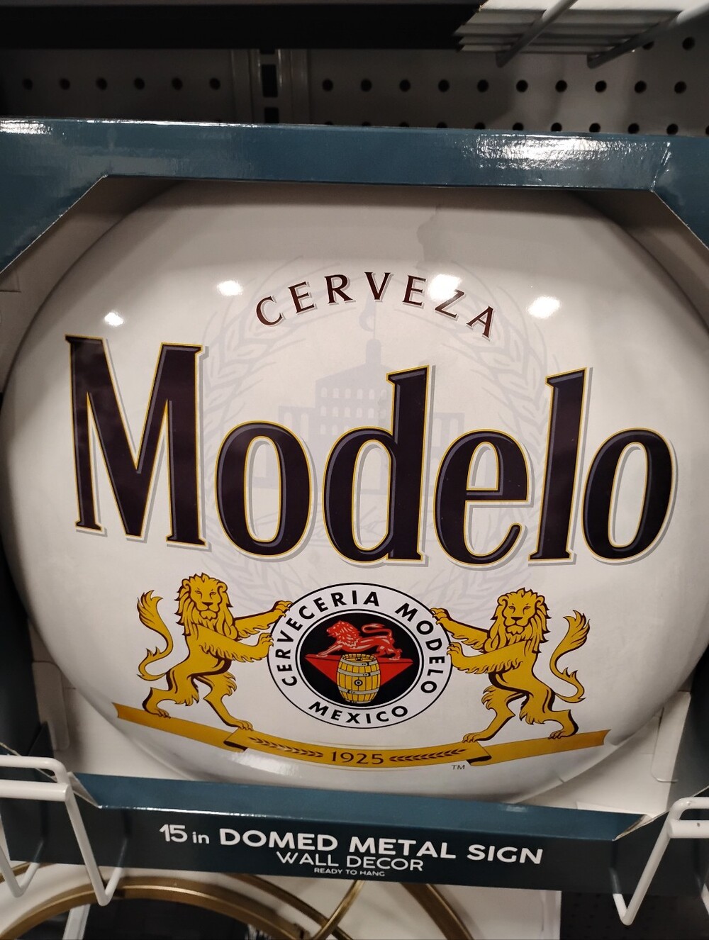 New ModelCo White, Gold and Black Domed Metal Wall Sign